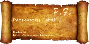Paczovszky Fabó névjegykártya